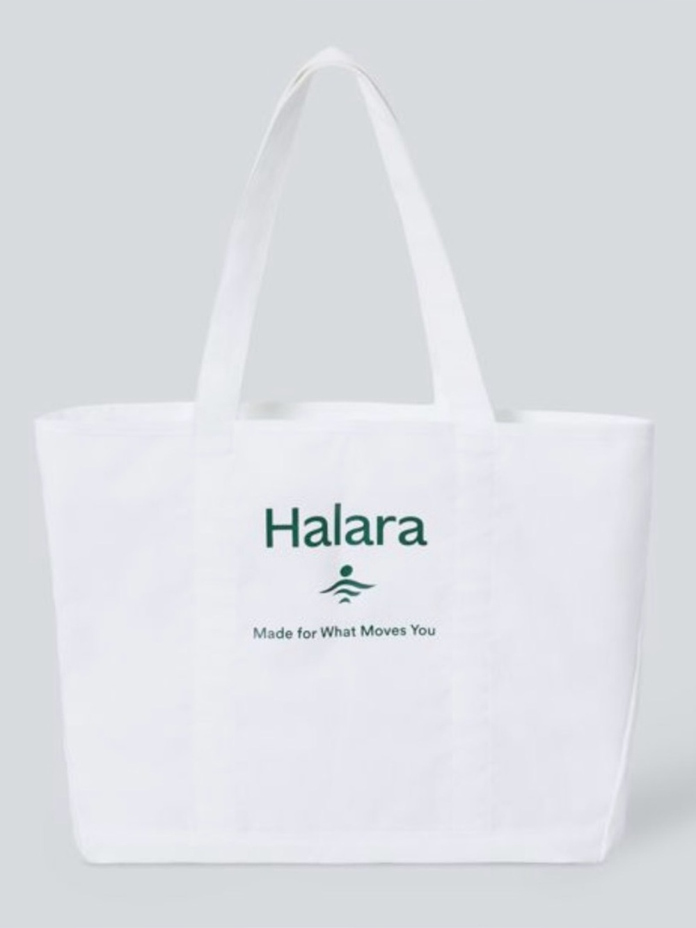HALARA White Tote with Green Logo